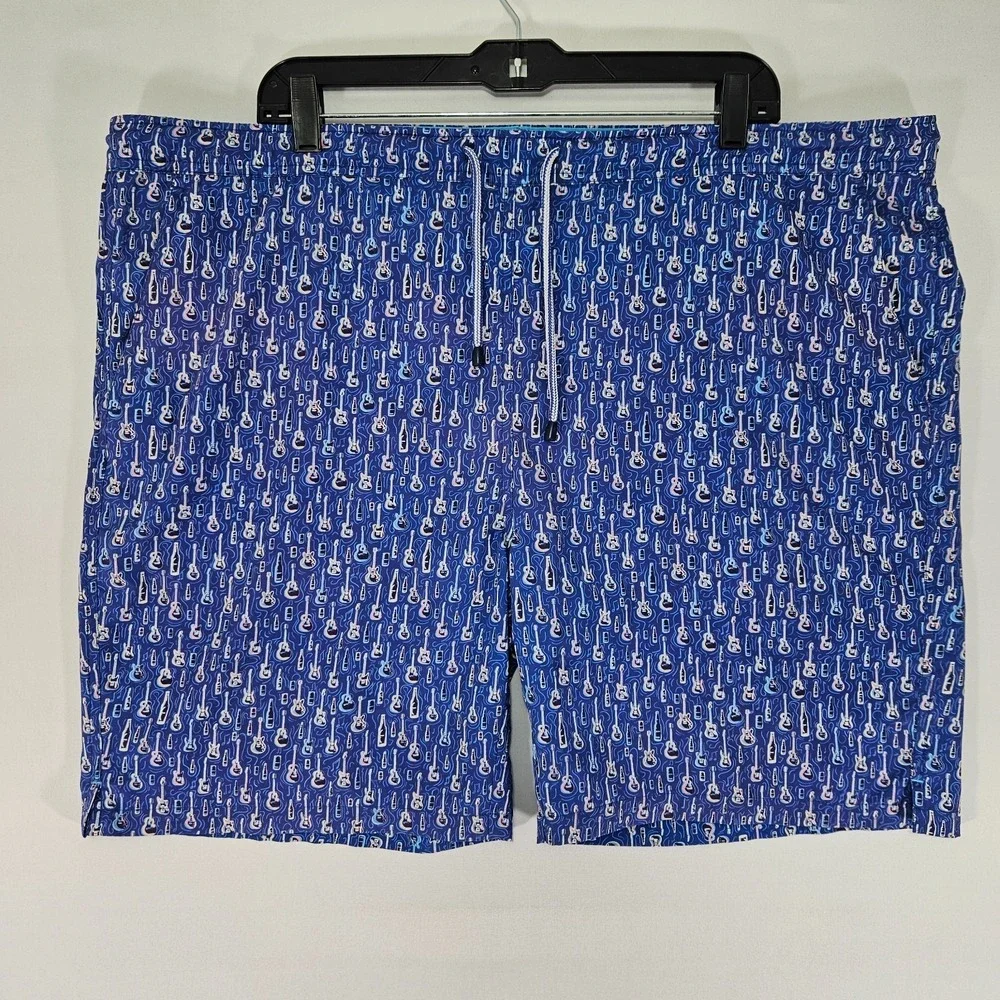 Peter Millar Men's Swimming Shorts Draw String Guitar Print about 2XL‎